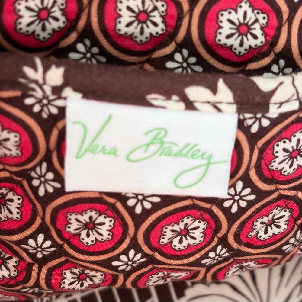 Vera Bradley Quilted Small Duffel Weekender Brown Floral Zip Top - Picture 2 of 10